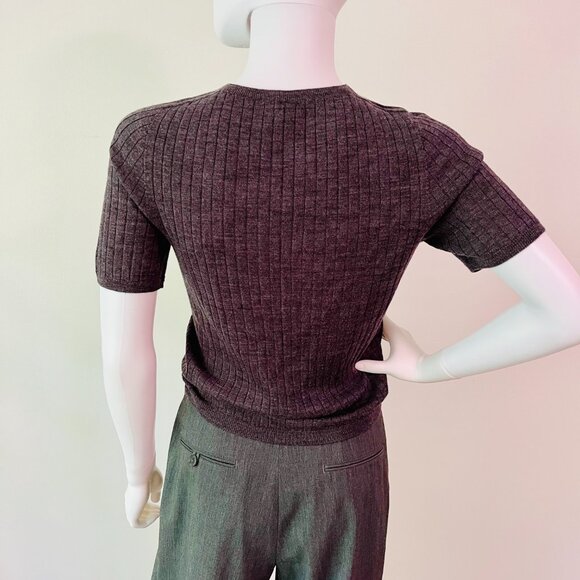 3D Merino Rib Crew Neck Sweater 5/4 Sleeve - Picture 2 of 2